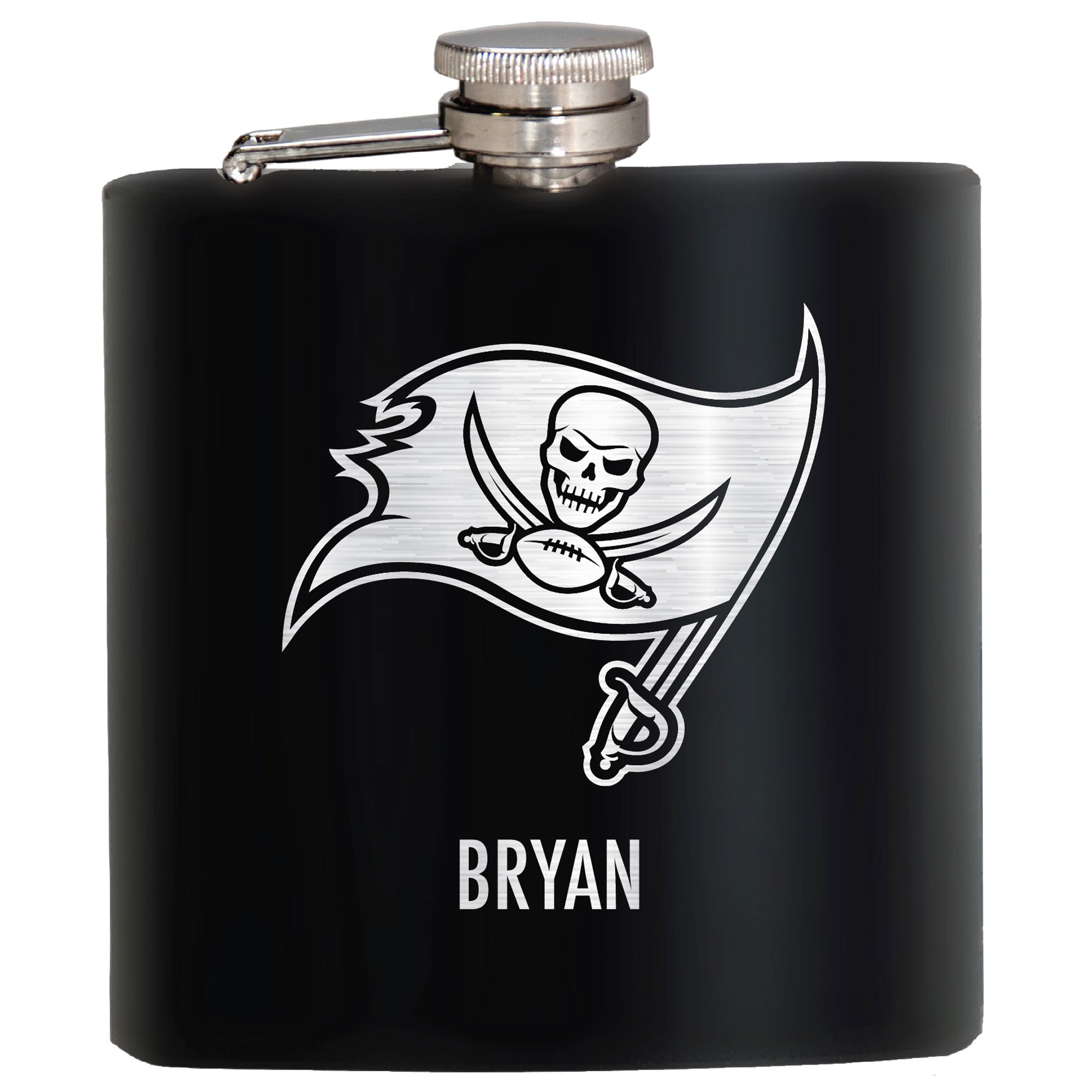 Black Tampa Bay Buccaneers 6oz. Personalized Stealth Hip Flask