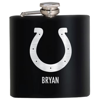 Black Indianapolis Colts 6oz. Personalized Stealth Hip Flask