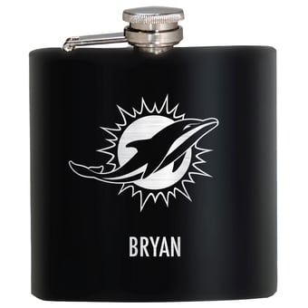 Black Miami Dolphins 6oz. Personalized Stealth Hip Flask