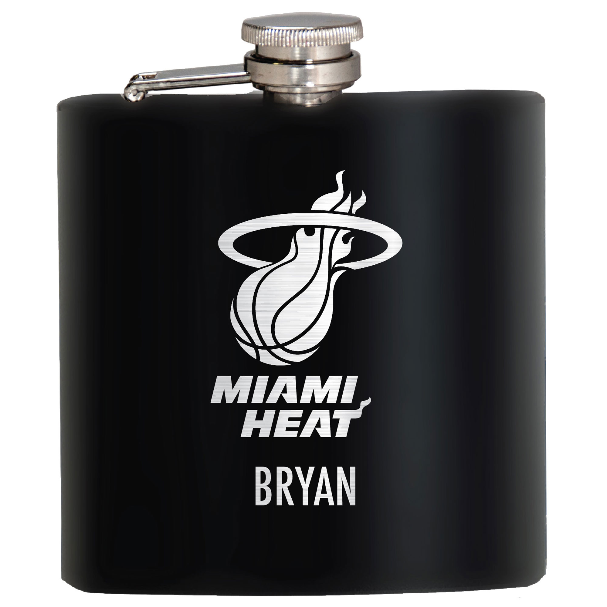 Black Miami Heat 6oz. Personalized Stealth Hip Flask