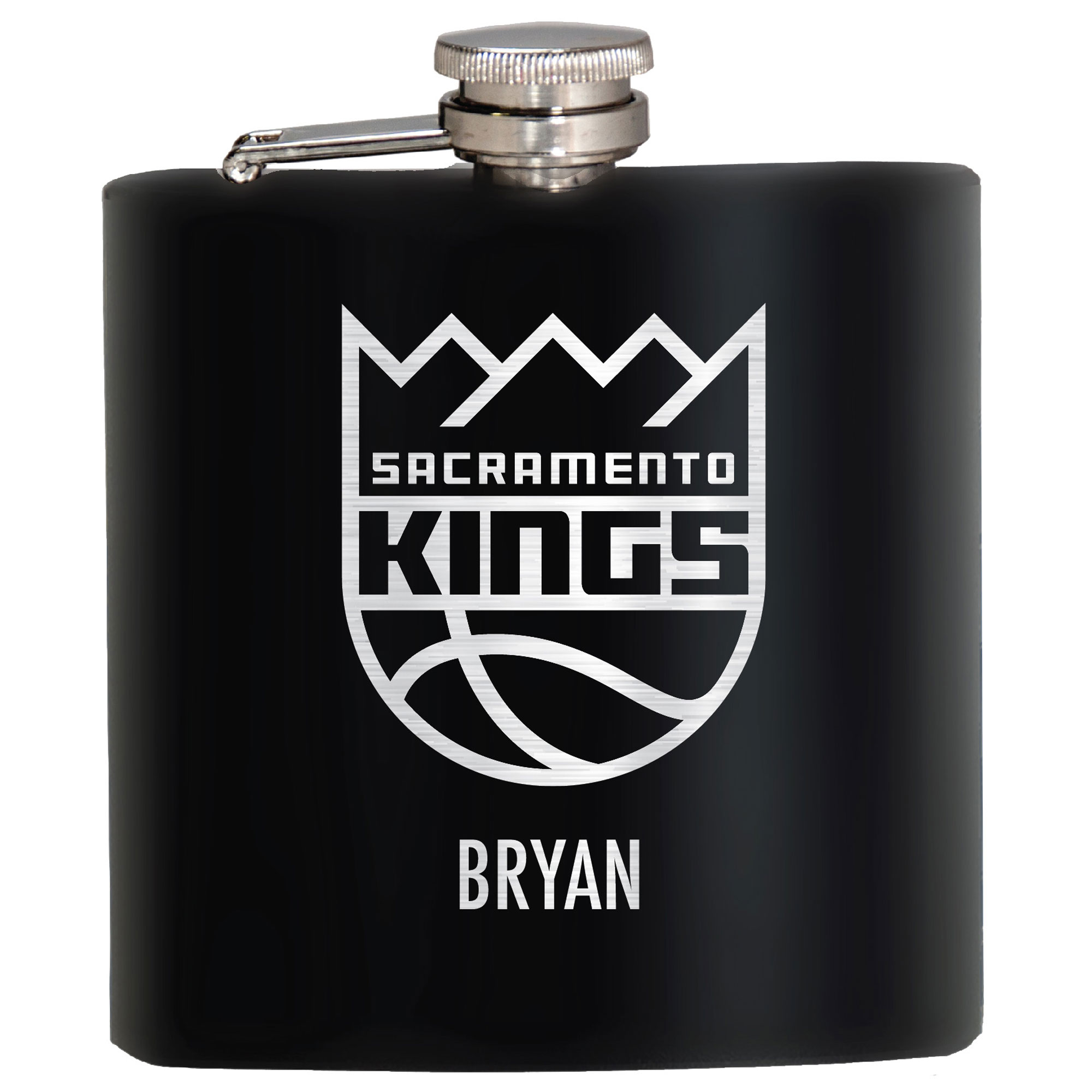 Black Sacramento Kings 6oz. Personalized Stealth Hip Flask