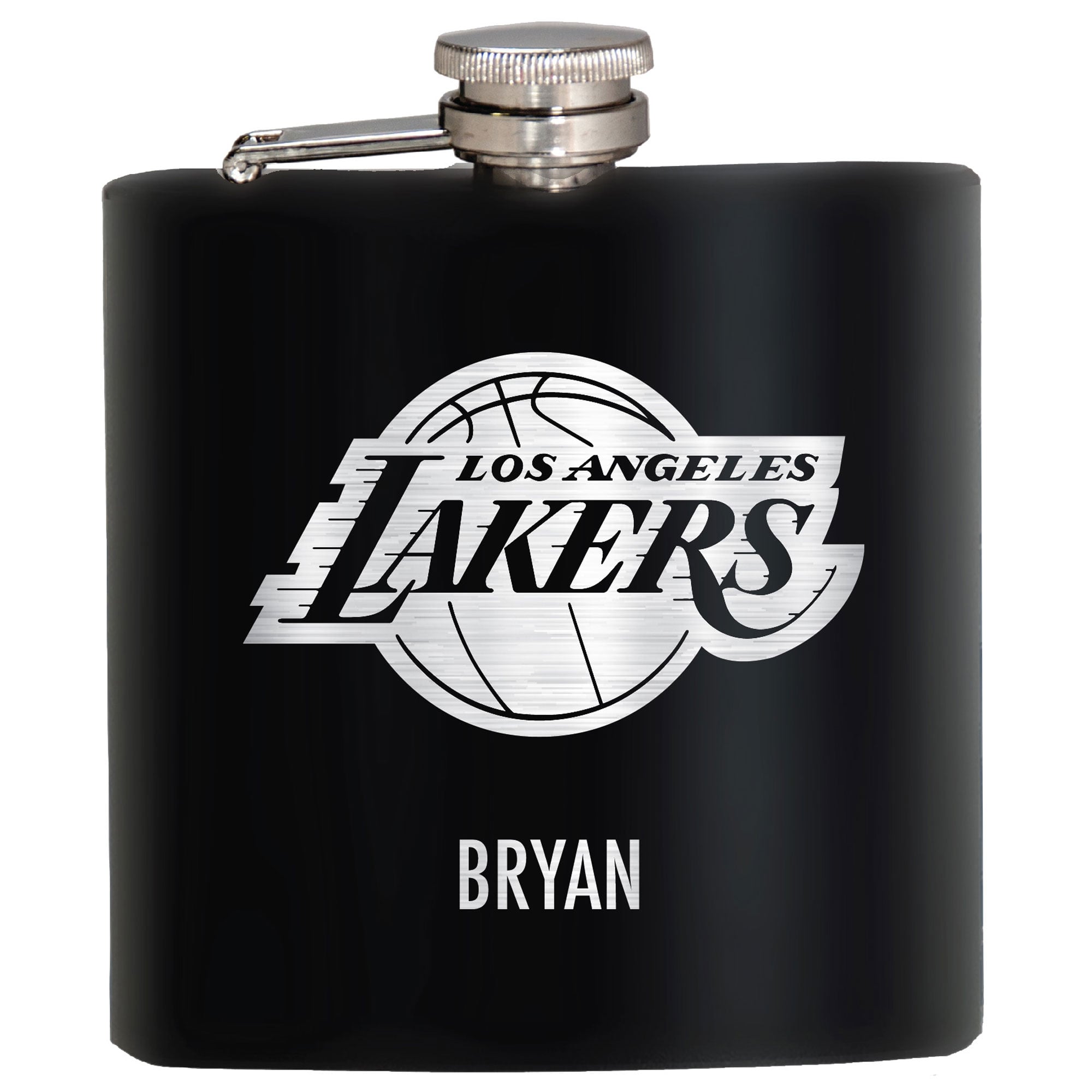 Black Los Angeles Lakers 6oz. Personalized Stealth Hip Flask