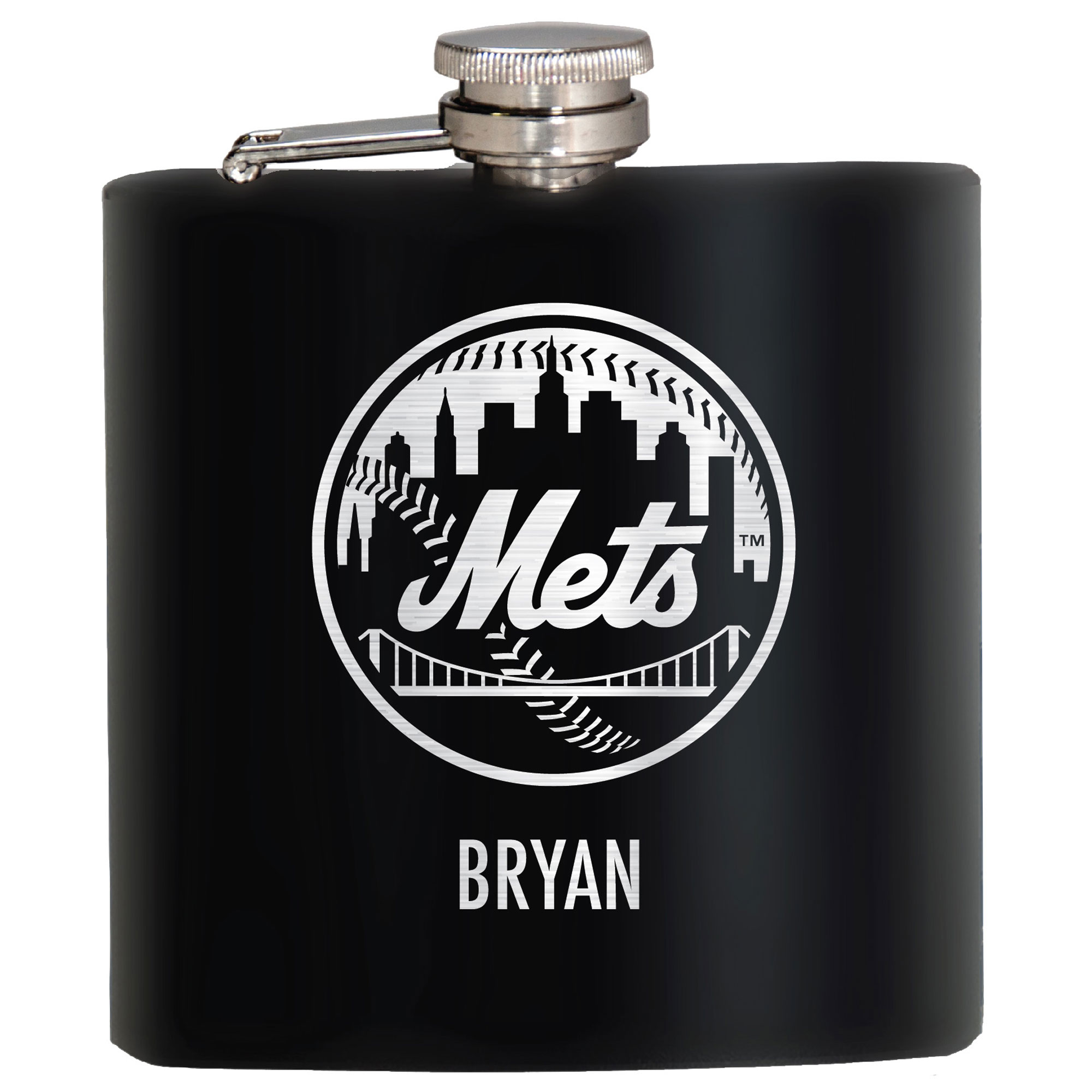 Black New York Mets 6oz. Personalized Stealth Hip Flask Black New York Mets 6oz. Personalized Stealth Hip Flask