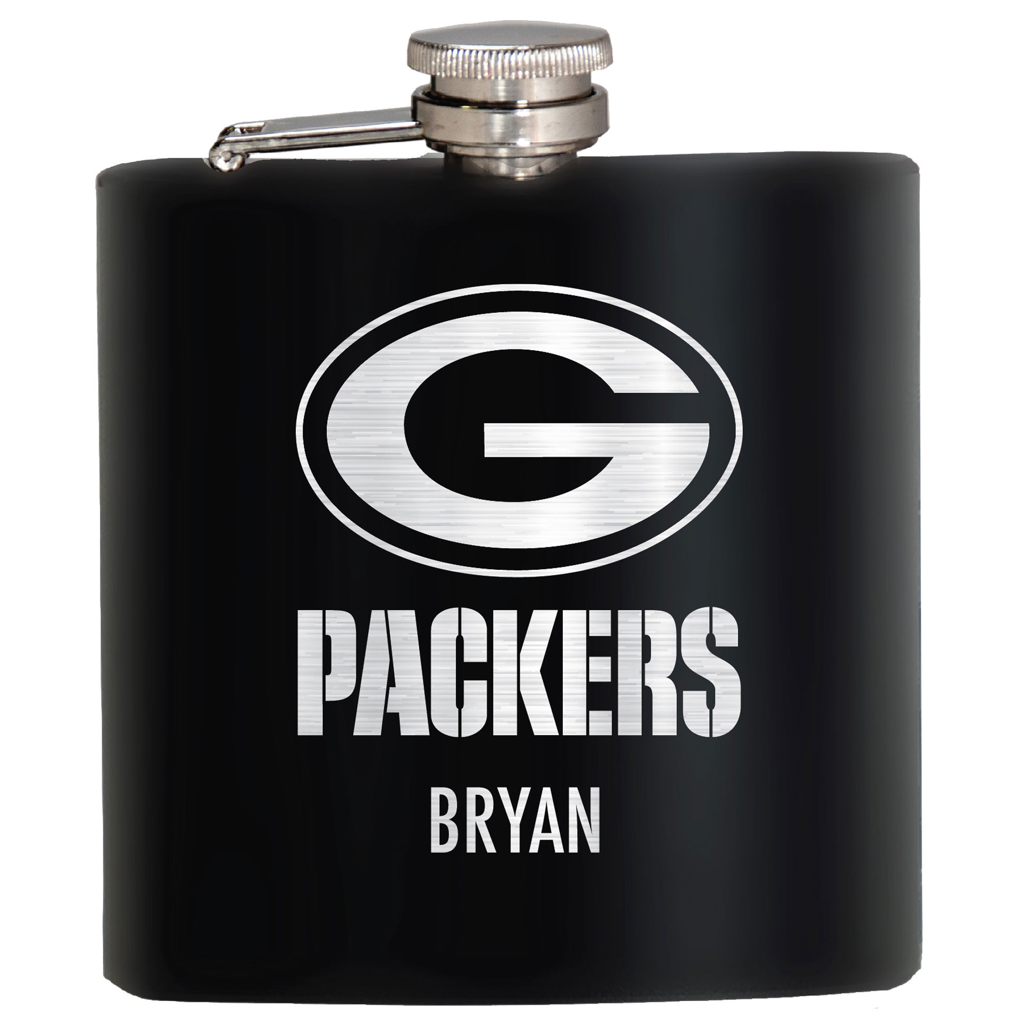 Black Green Bay Packers 6oz. Personalized Stealth Hip Flask