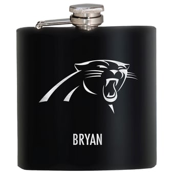 Black Carolina Panthers 6oz. Personalized Stealth Hip Flask
