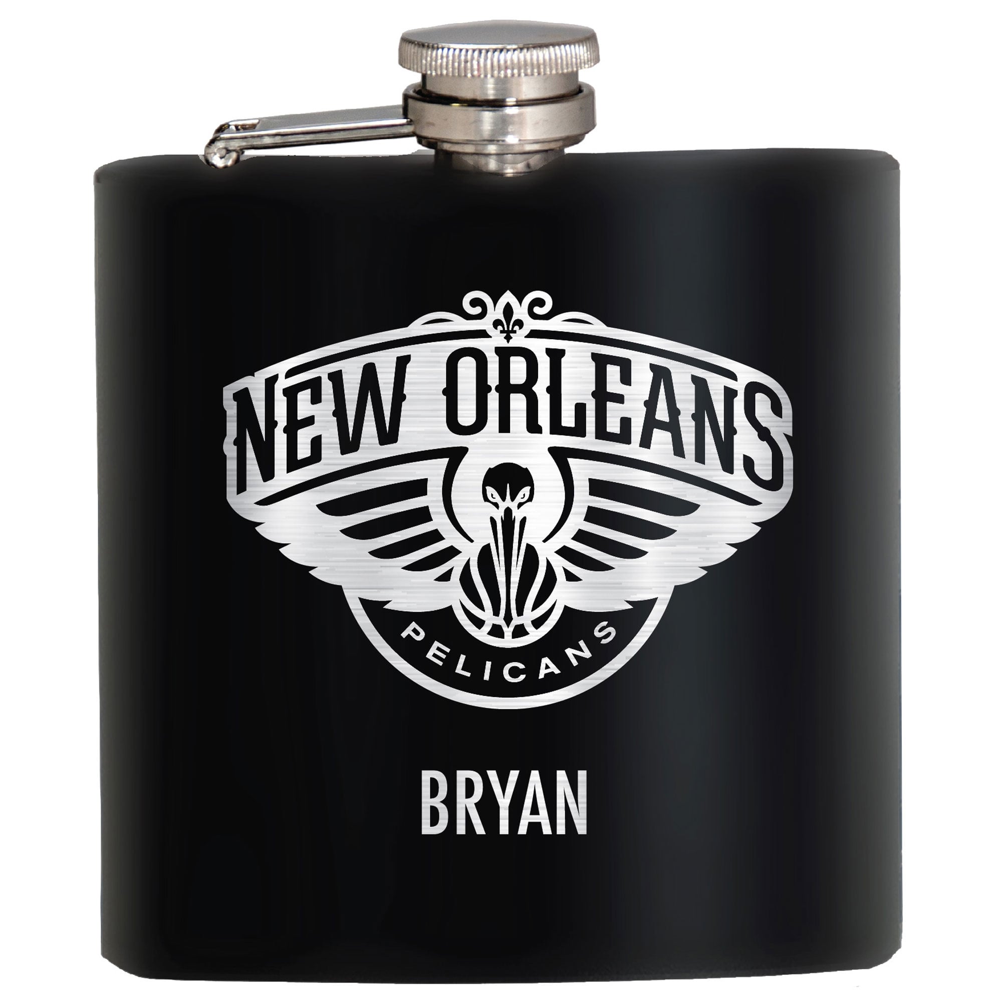 Black New Orleans Pelicans 6oz. Personalized Stealth Hip Flask