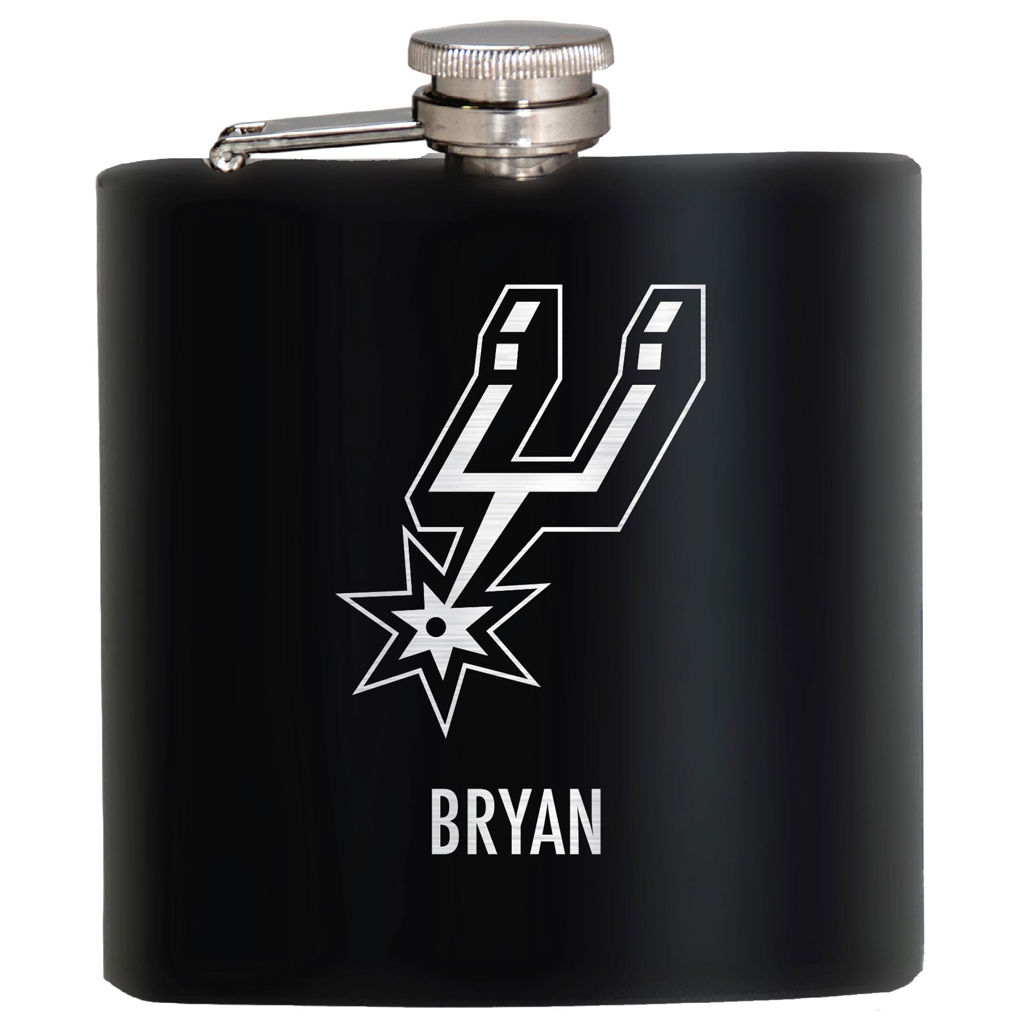 Black San Antonio Spurs 6oz. Personalized Stealth Hip Flask