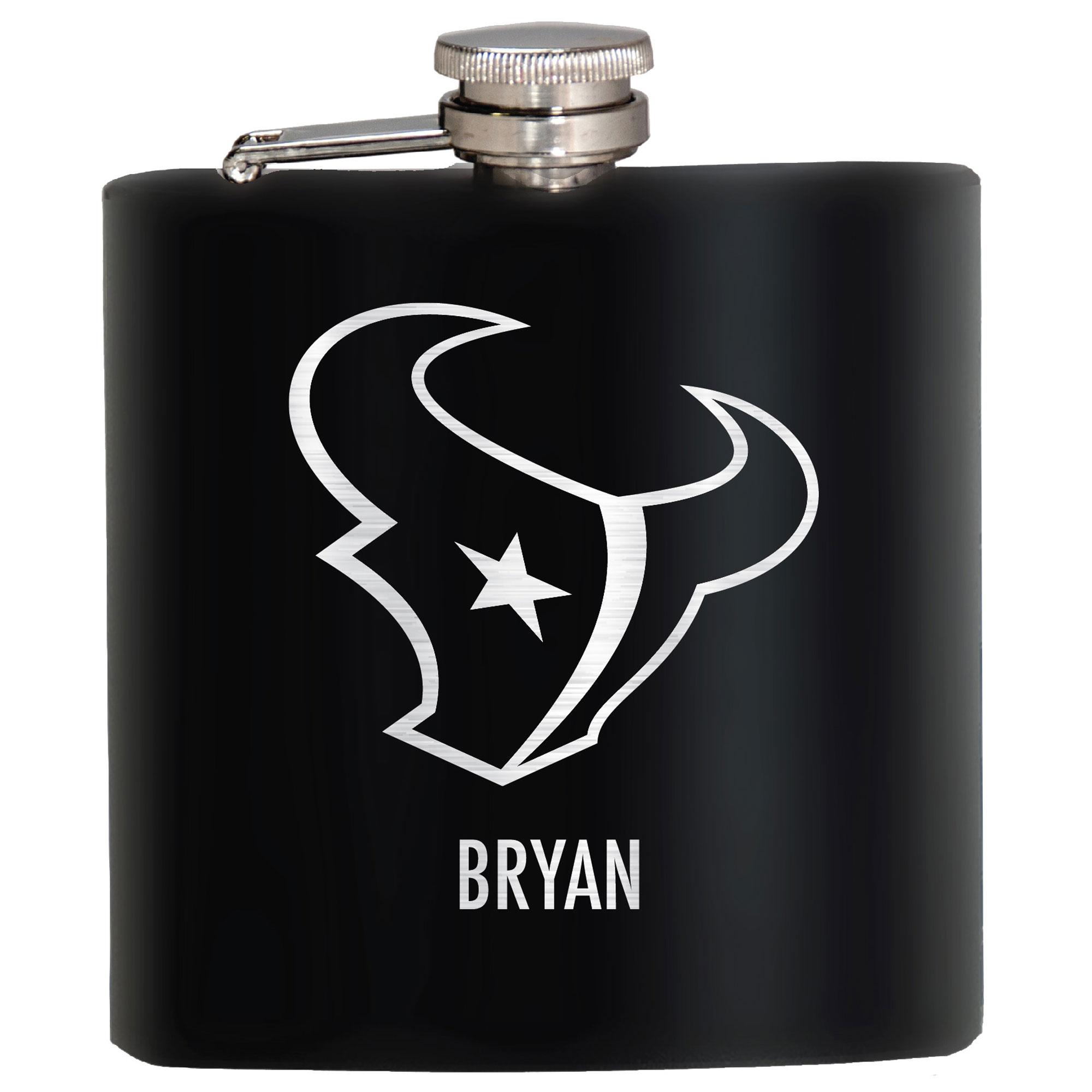 Black Houston Texans 6oz. Personalized Stealth Hip Flask