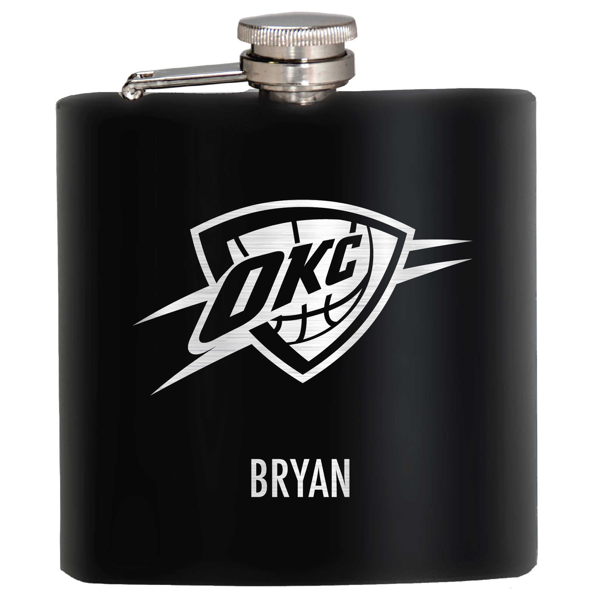 Black Oklahoma City Thunder 6oz. Personalized Stealth Hip Flask