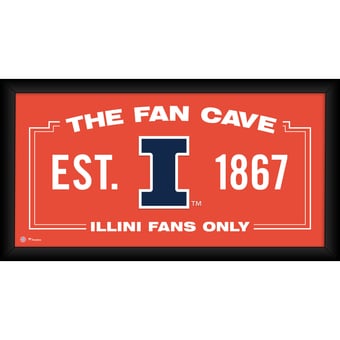 Illinois Fighting Illini Framed 10" x 20" Fan Cave Collage