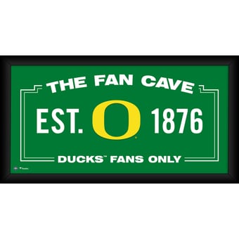 Oregon Ducks Framed 10" x 20" Fan Cave Collage