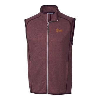 Men's Cutter & Buck Maroon Arizona State Sun Devils Mainsail Full-Zip Vest