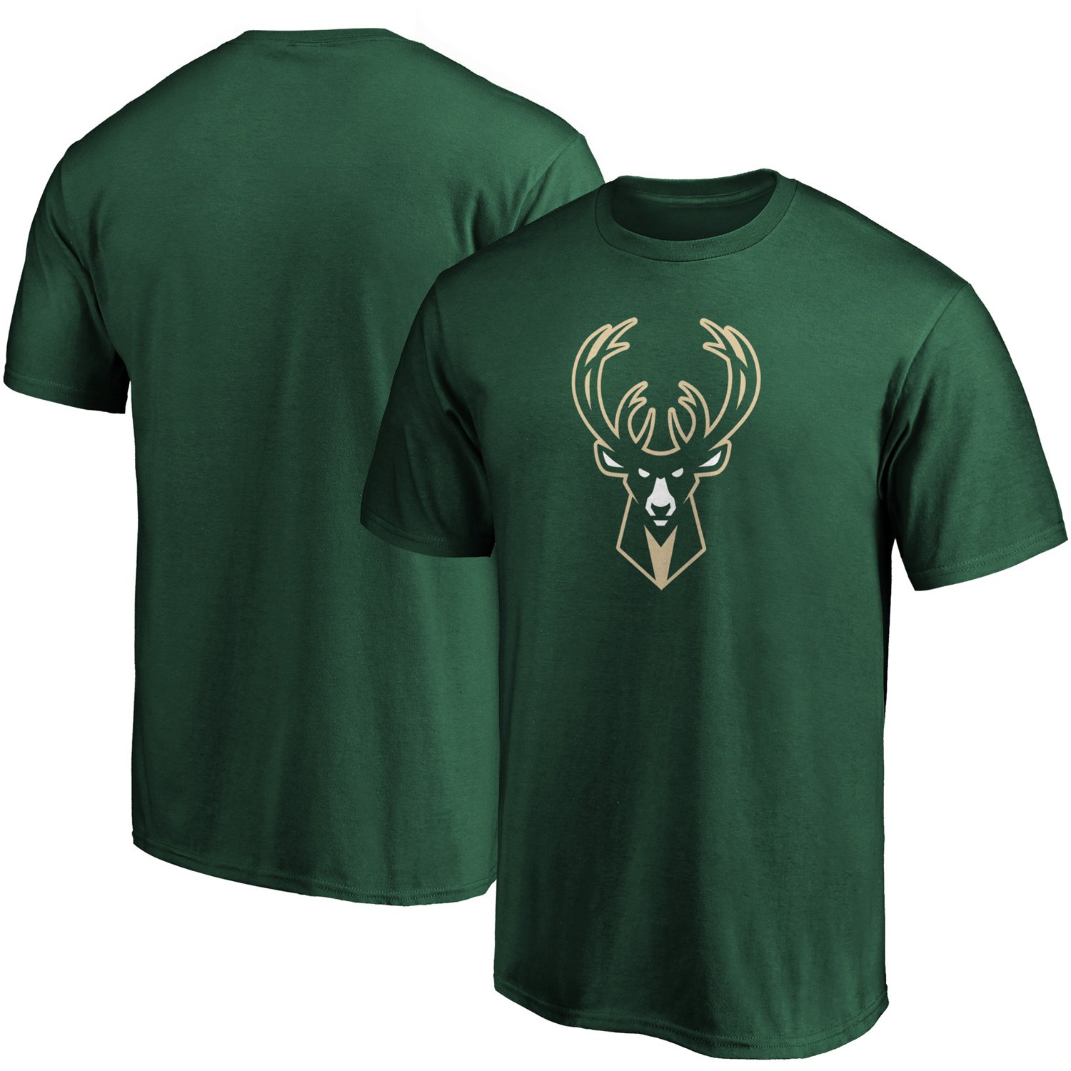 Men's Fanatics Hunter Green Milwaukee Bucks Primary Team Logo T-Shirt