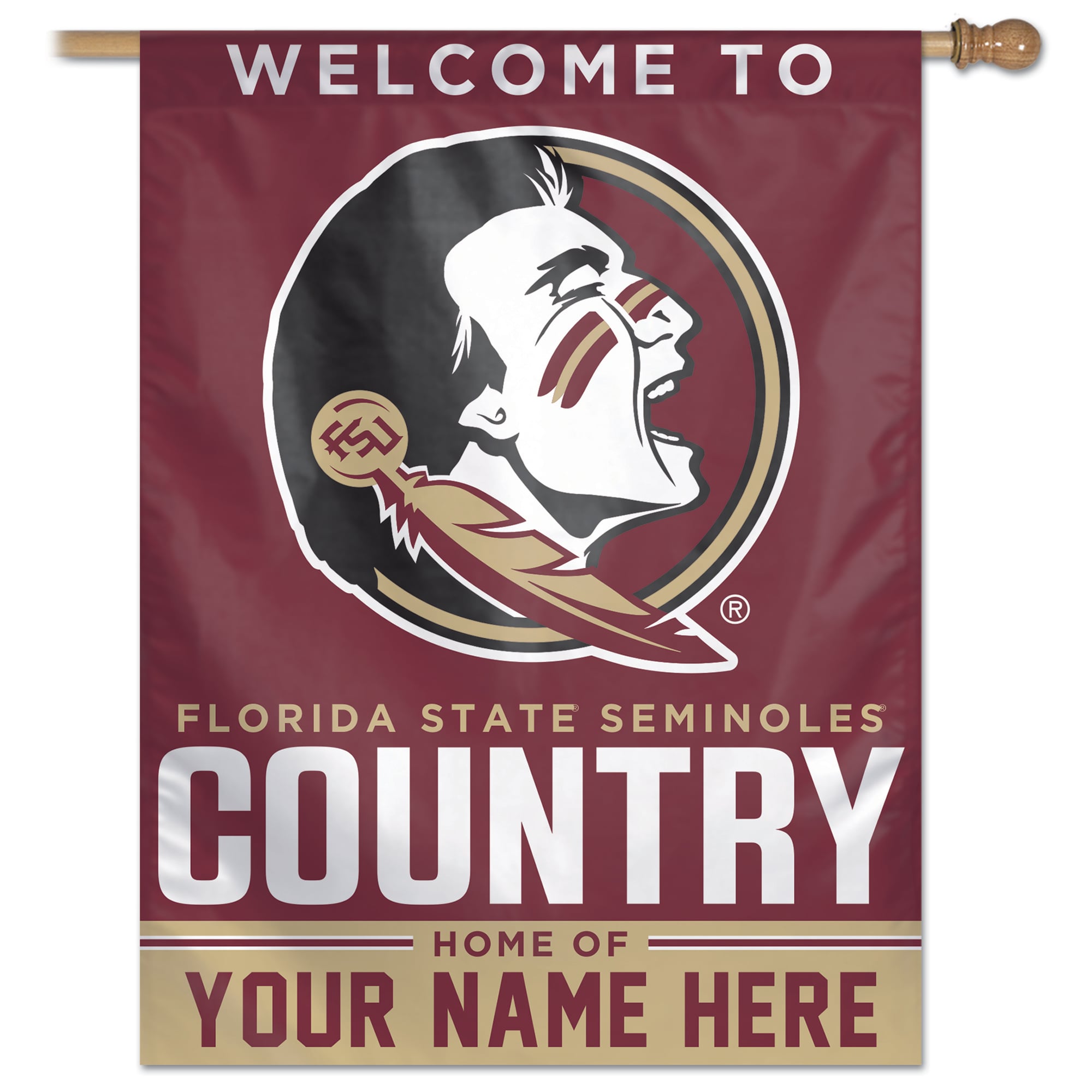 WinCraft Florida State Seminoles Personalized 27'' x 37'' Single-Sided Vertical Banner