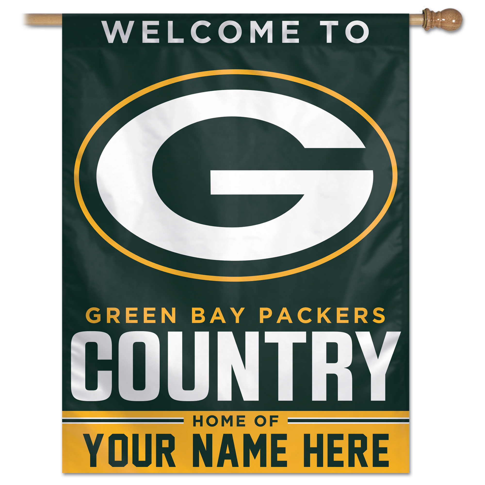 WinCraft Green Bay Packers Personalized 27'' x 37'' Single-Sided Vertical Banner
