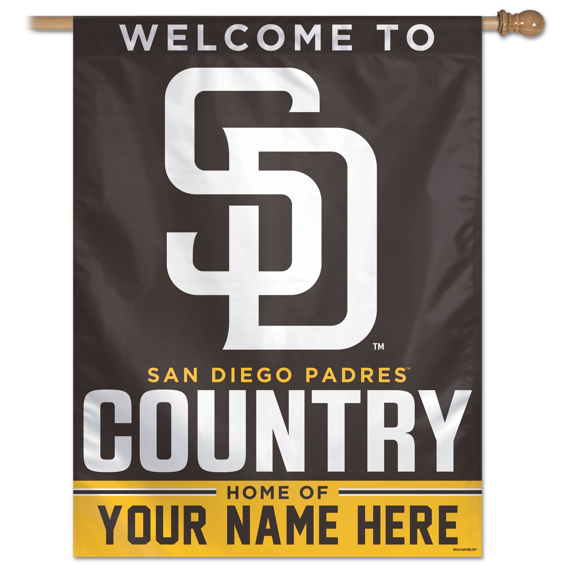 WinCraft San Diego Padres Personalized 27'' x 37'' Single-Sided Vertical Banner