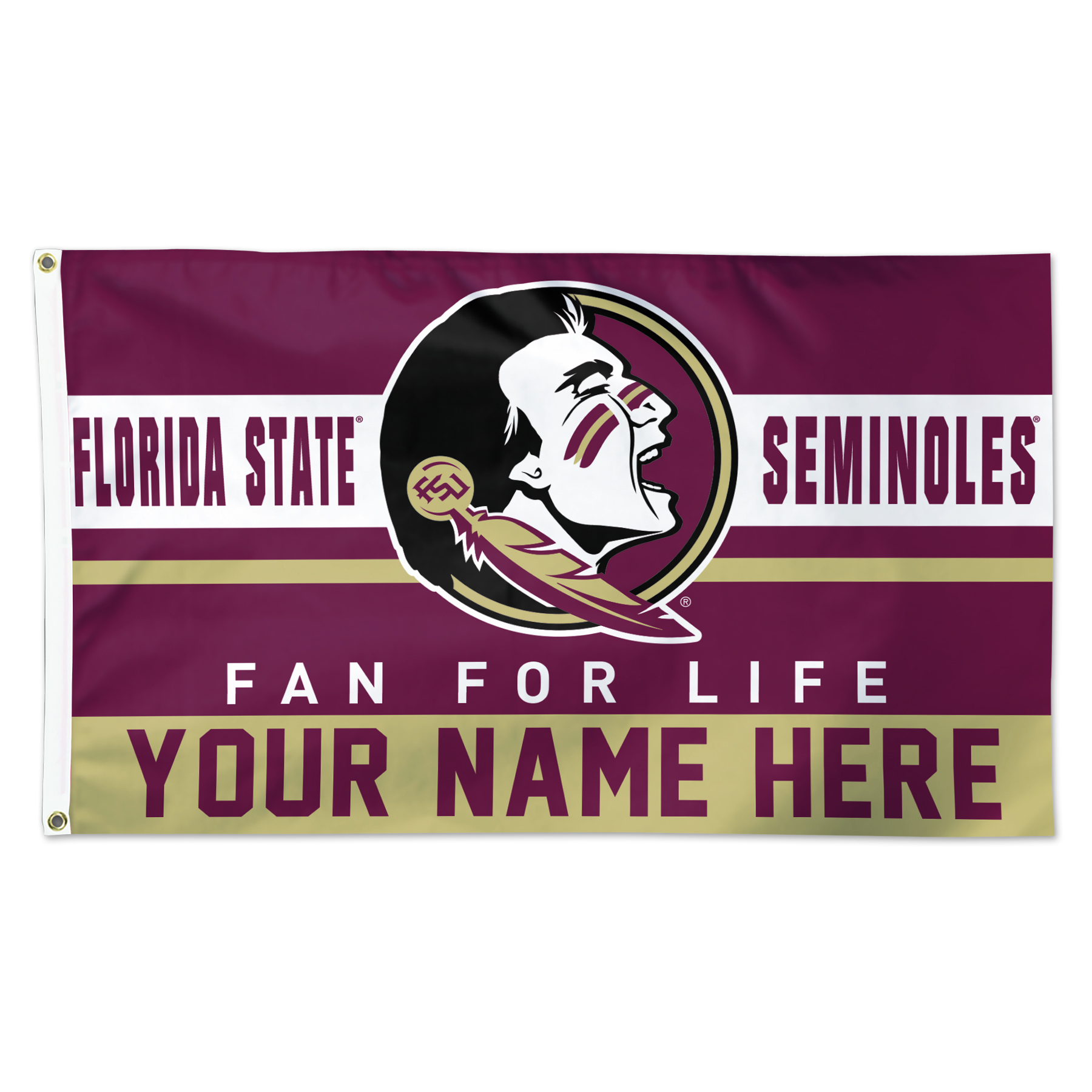 WinCraft Florida State Seminoles Personalized 3' x 5' One-Sided Deluxe Flag