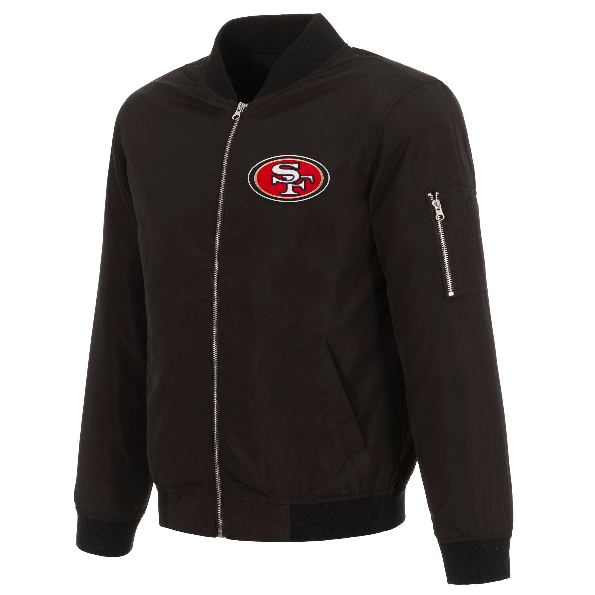 Men’s NFL Pro Line by JH Design Black San Francisco 49ers Full-Zip Bomber Lightweight Jacket Men’s NFL Pro Line by JH Design Black San Francisco 49ers Full-Zip Bomber Lightweight Jacket