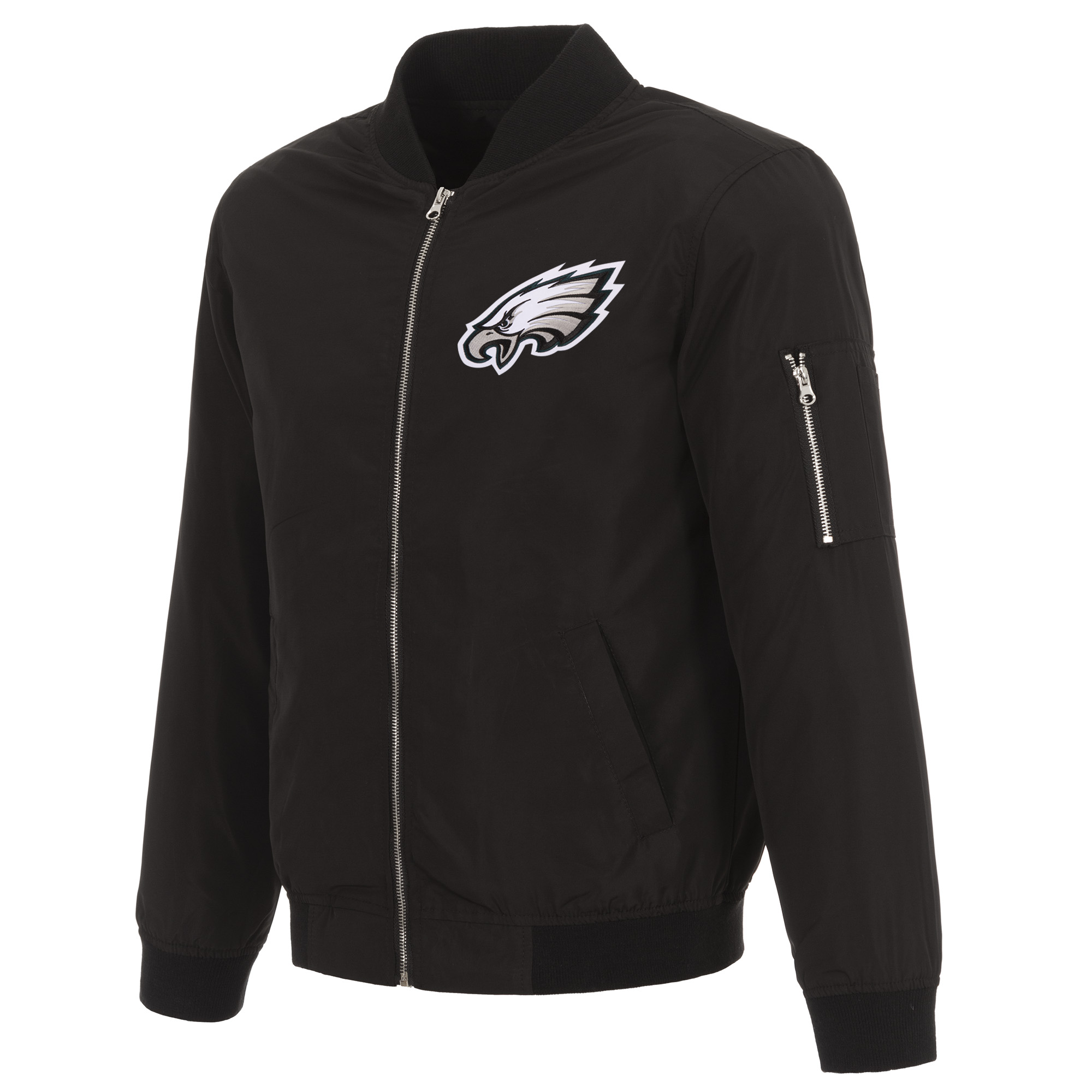 Men's NFL Pro Line by JH Design Black Philadelphia Eagles Full-Zip Bomber Lightweight Jacket
