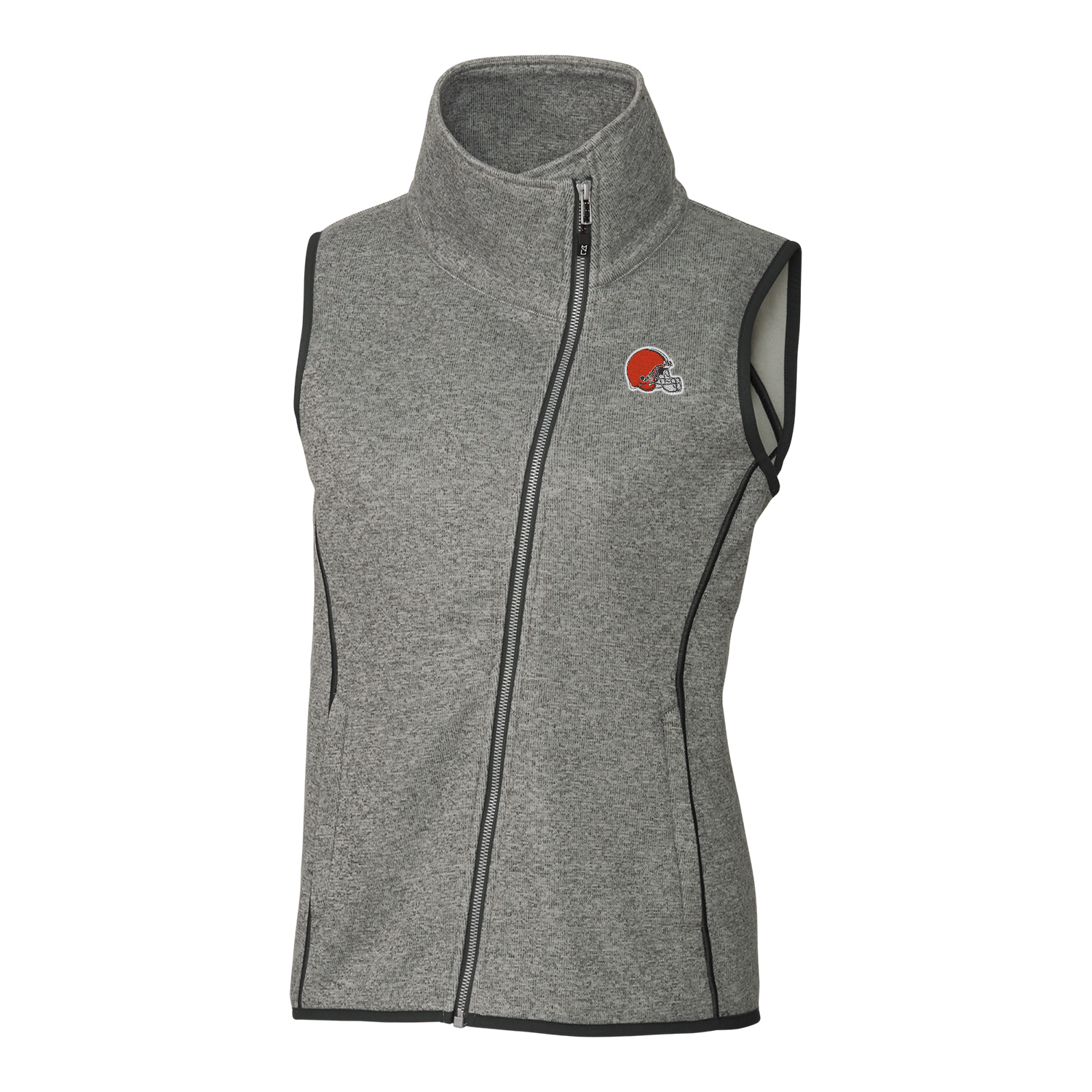 Women's Cutter & Buck Gray Cleveland Browns Mainsail Full-Zip Vest