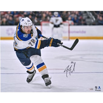 Justin Faulk St. Louis Blues Autographed 16" x 20" White Jersey Shooting Photograph