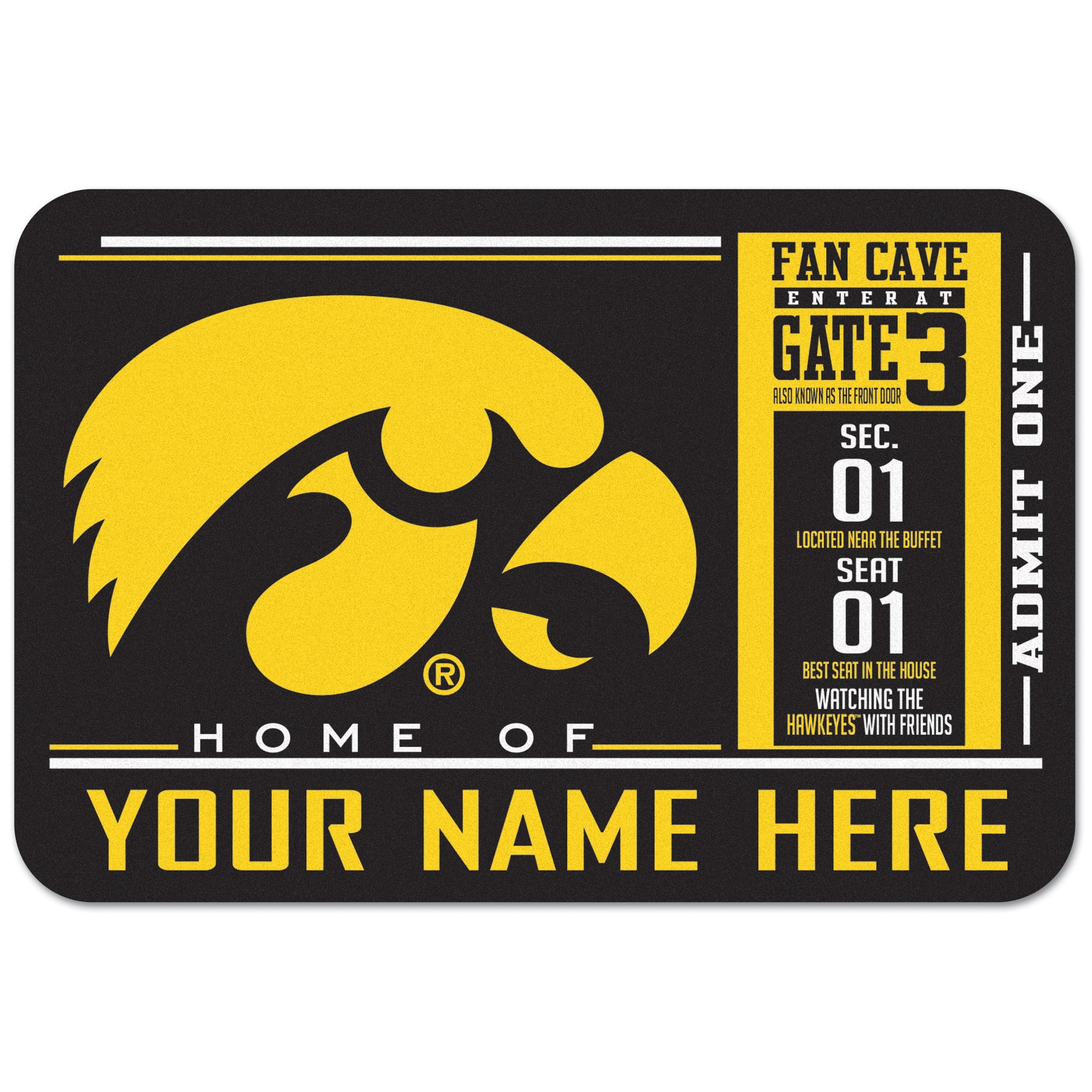 WinCraft Iowa Hawkeyes 20'' x 30'' Personalized Floor Mat