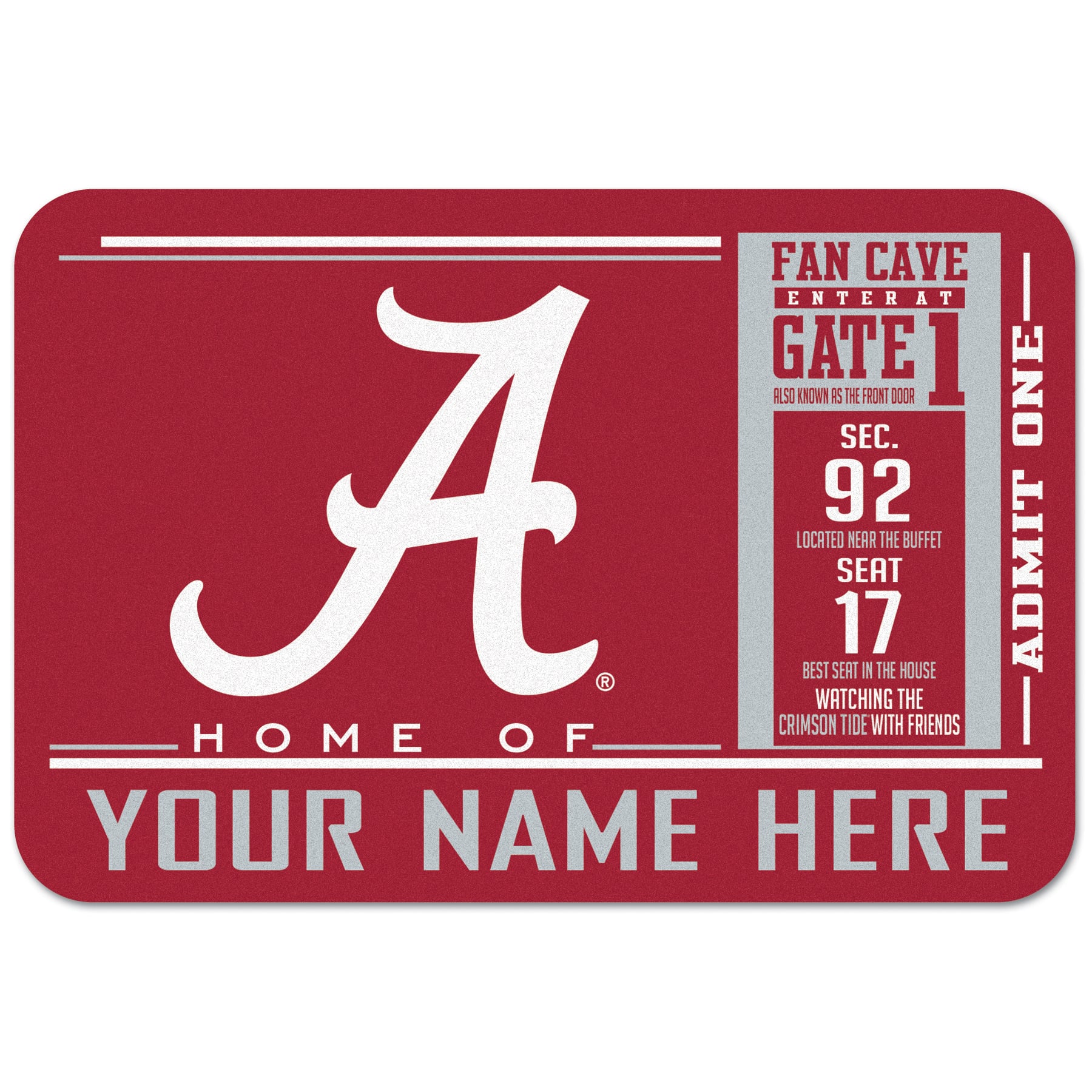 WinCraft Alabama Crimson Tide 20'' x 30'' Personalized Floor Mat