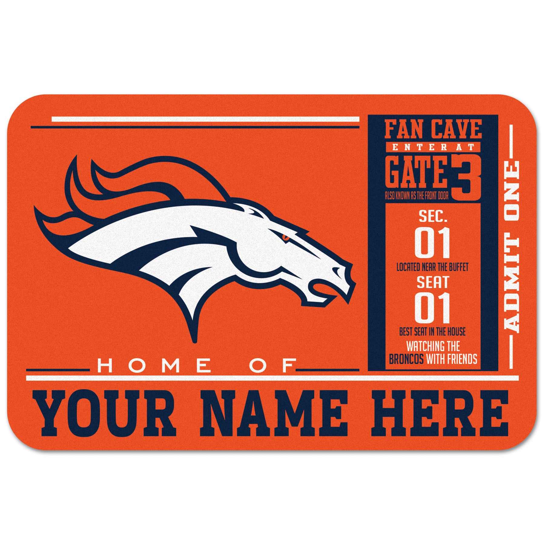 WinCraft Denver Broncos 20'' x 30'' Personalized Floor Mat