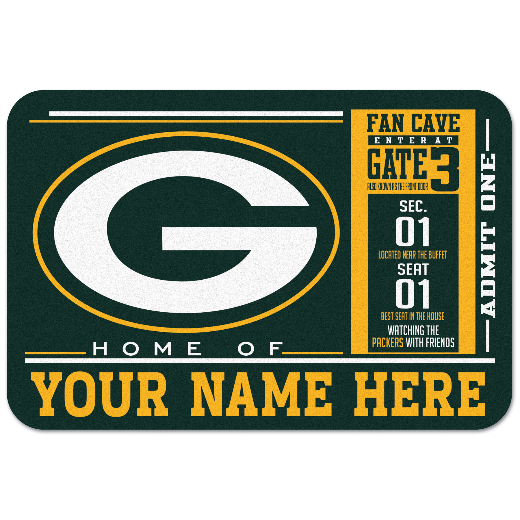 WinCraft Green Bay Packers 20'' x 30'' Personalized Floor Mat