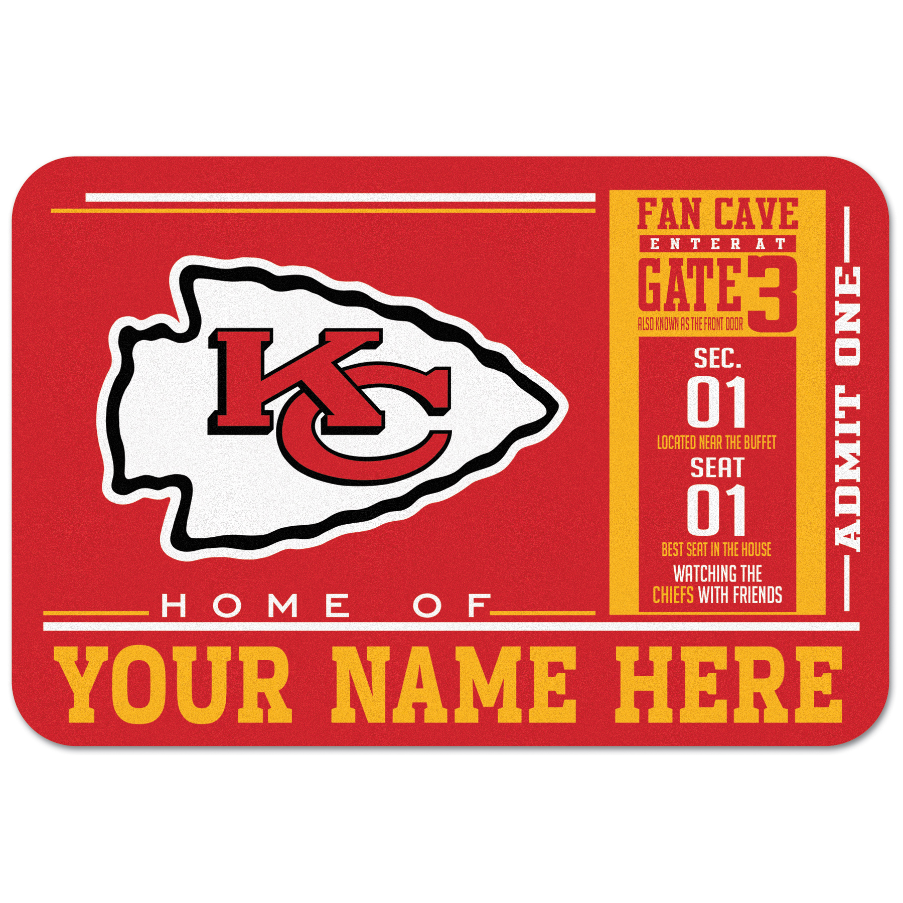 WinCraft Kansas City Chiefs 20'' x 30'' Personalized Floor Mat