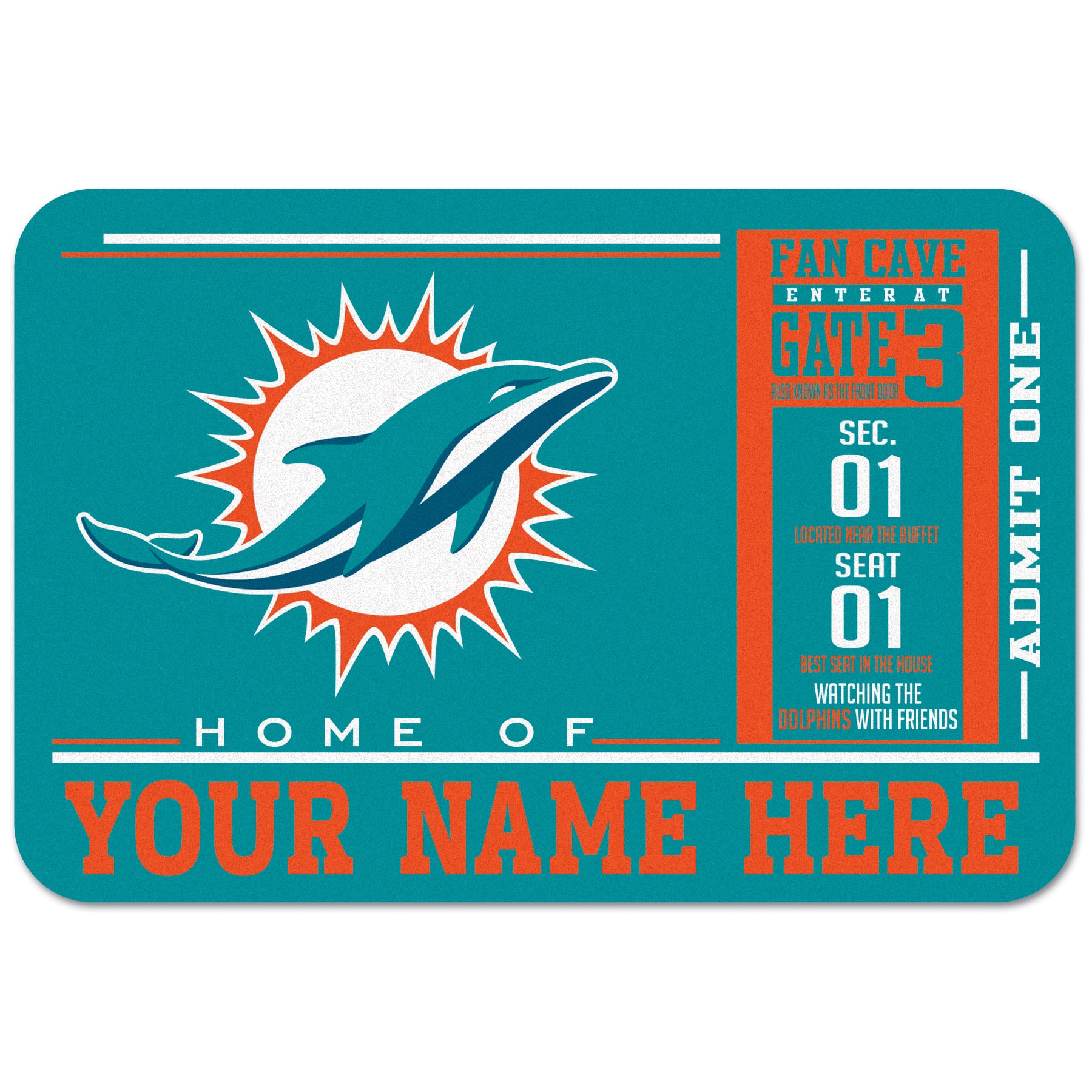 WinCraft Miami Dolphins 20'' x 30'' Personalized Floor Mat