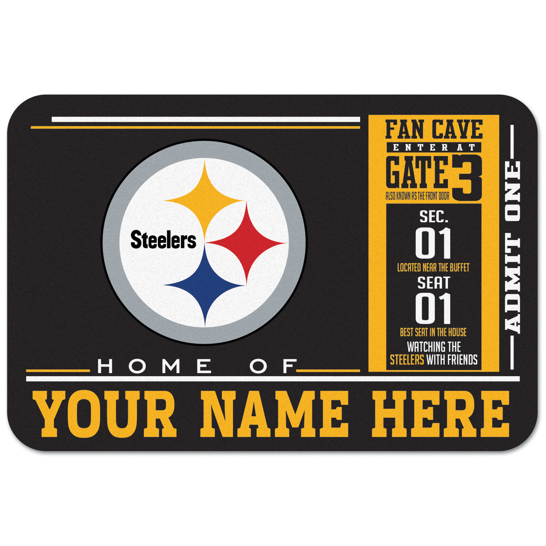 WinCraft Pittsburgh Steelers 20'' x 30'' Personalized Floor Mat
