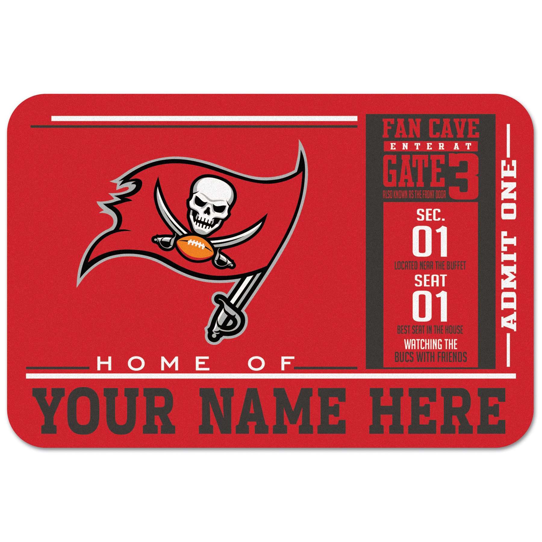 WinCraft Tampa Bay Buccaneers 20'' x 30'' Personalized Floor Mat