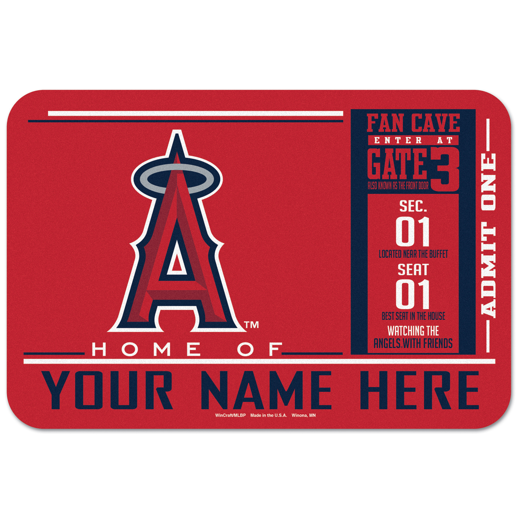 WinCraft Los Angeles Angels 20'' x 30'' Personalized Floor Mat