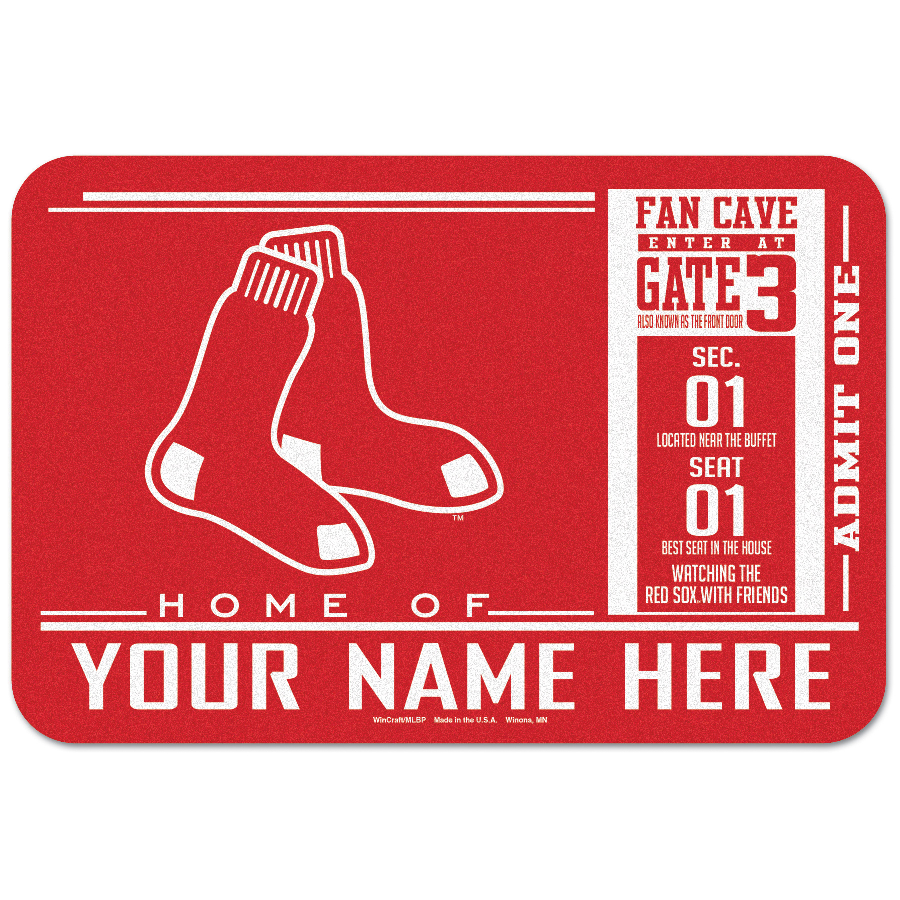 WinCraft Boston Red Sox 20'' x 30'' Personalized Floor Mat