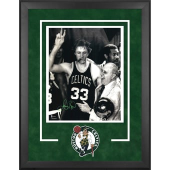 Larry Bird Boston Celtics Framed Autographed 16" x 20" Cigar Celebration Photograph