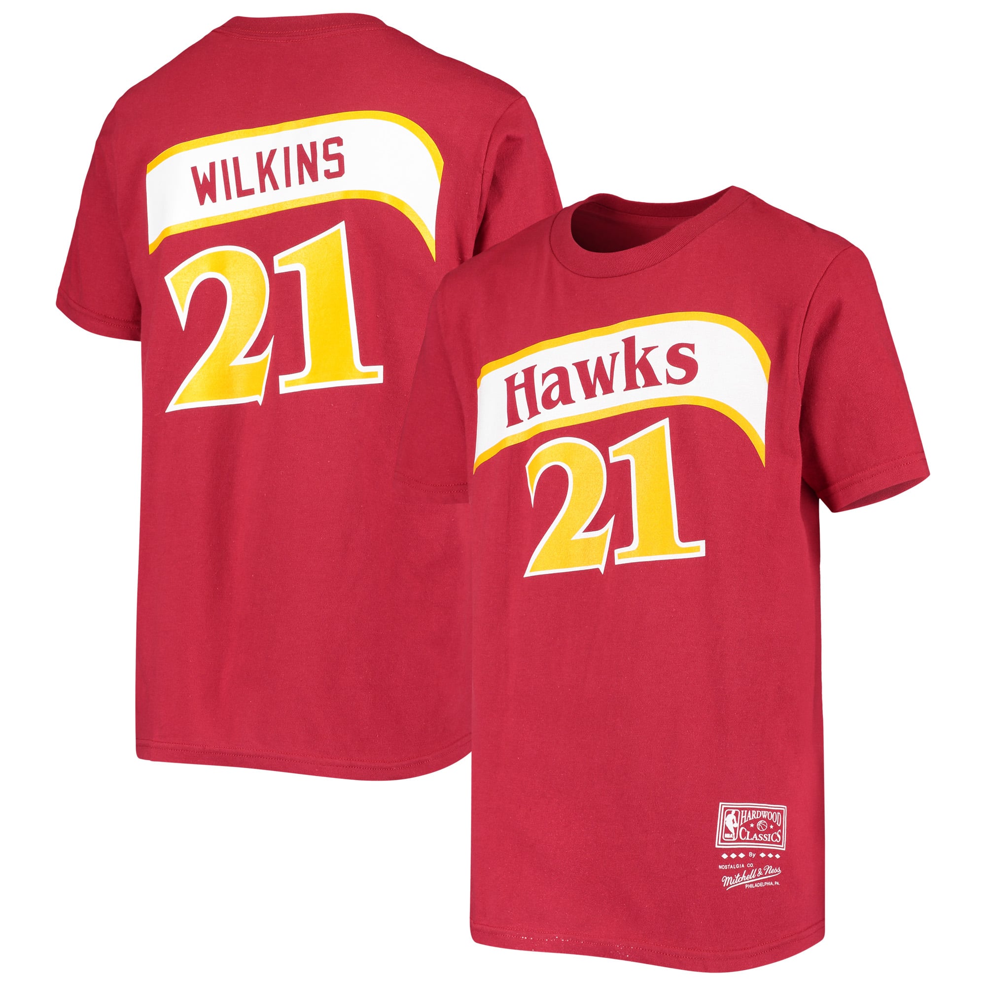 Youth Dominique Wilkins Red Atlanta Hawks Hardwood Classics Name & Number T-Shirt