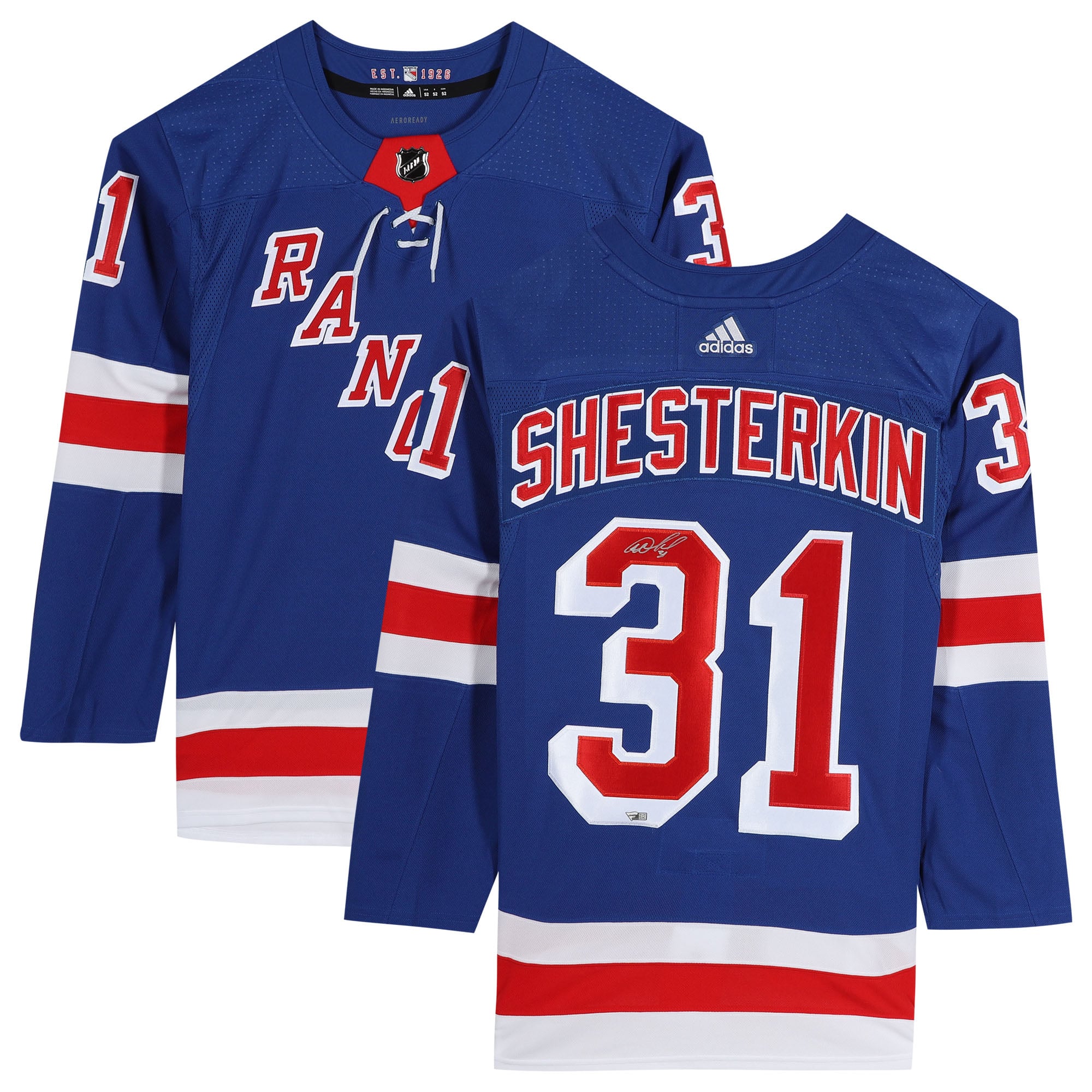 Igor Shesterkin New York Rangers Autographed Blue Adidas Authentic Jersey
