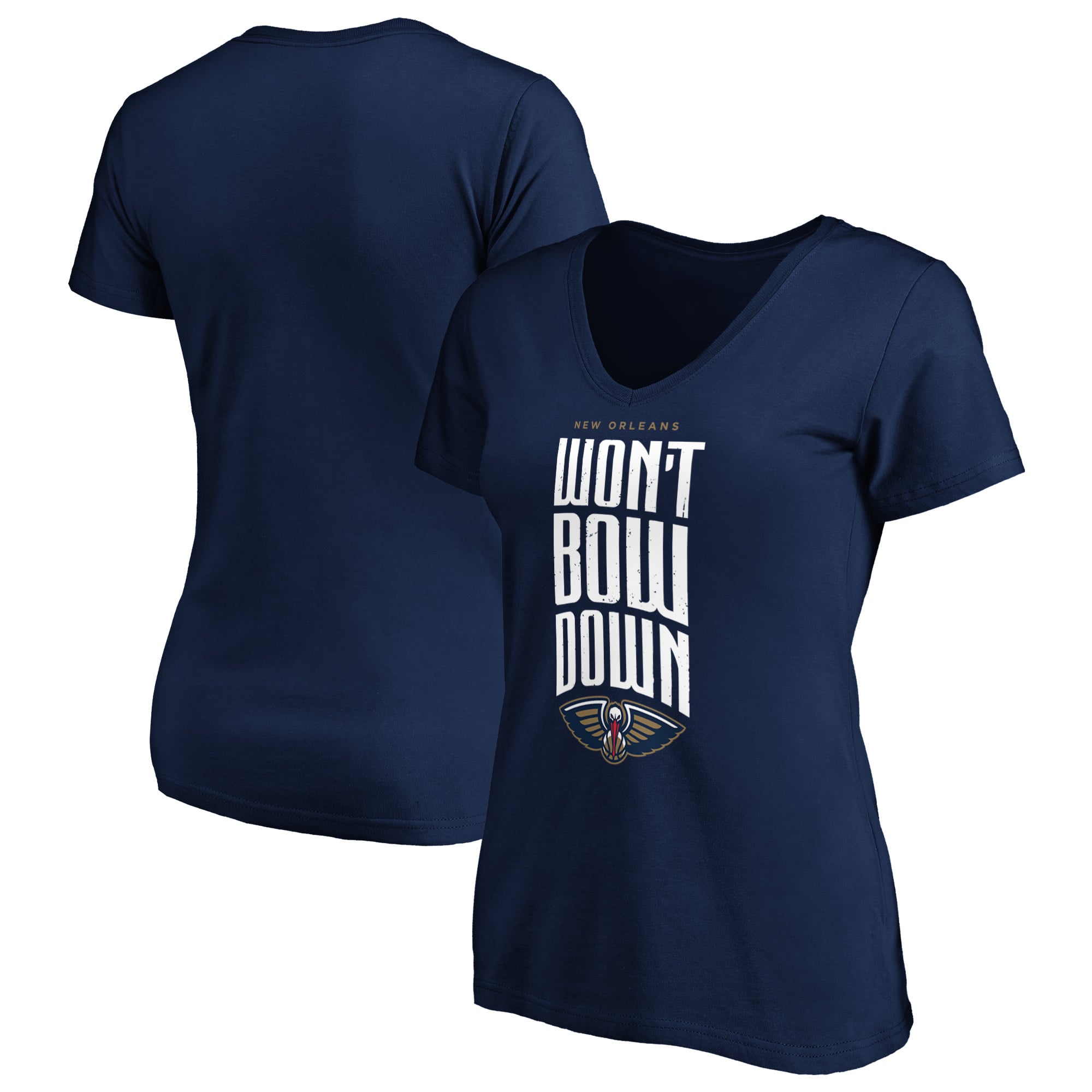 Women's Navy New Orleans Pelicans Won't Bow Down V-Neck T-Shirt