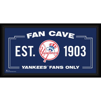 New York Yankees Framed 10" x 20" Fan Cave Collage