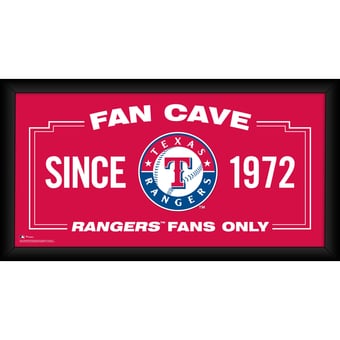 Texas Rangers Framed 10" x 20" Fan Cave Collage