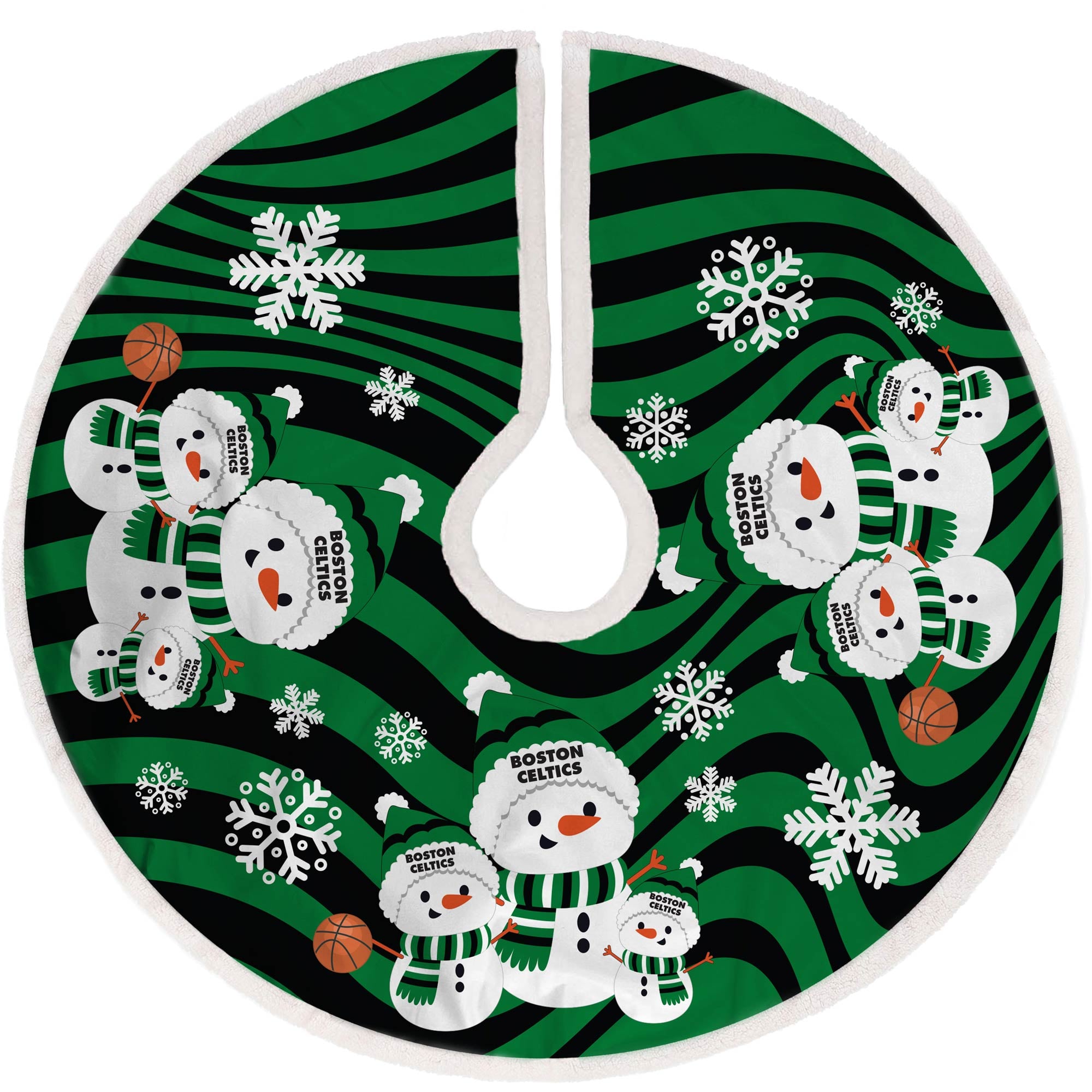 Boston Celtics Snowman Sherpa Christmas Tree Skirt