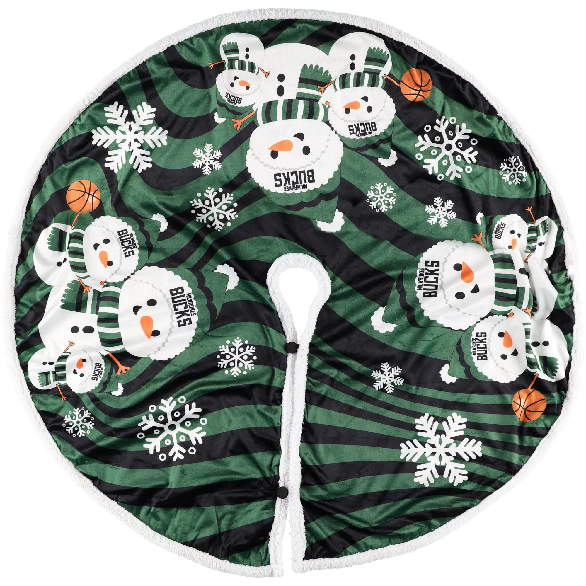 Milwaukee Bucks Snowman Sherpa Christmas Tree Skirt