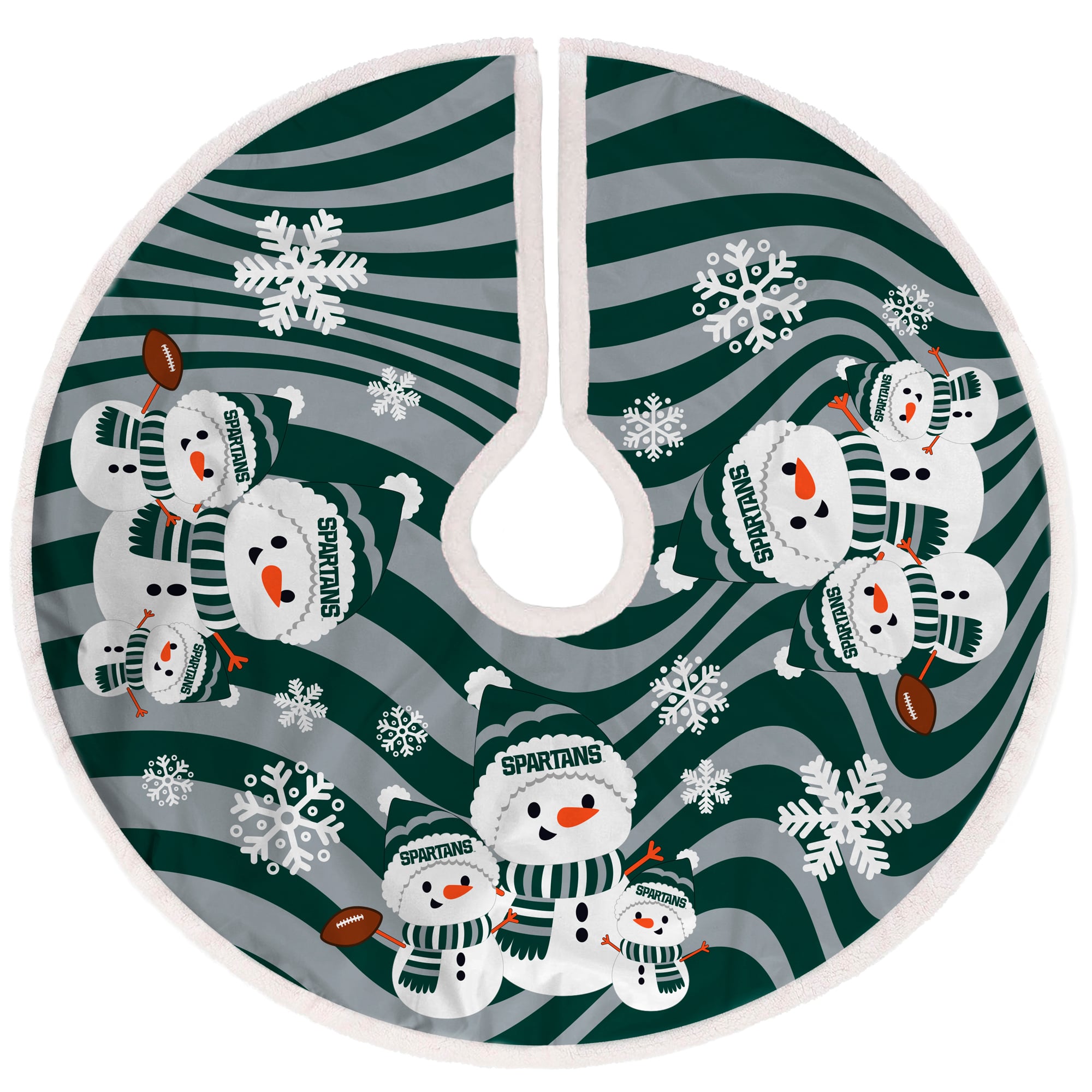 Michigan State Spartans Snowman Sherpa Christmas Tree Skirt