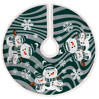 Michigan State Spartans Snowman Sherpa Christmas Tree Skirt