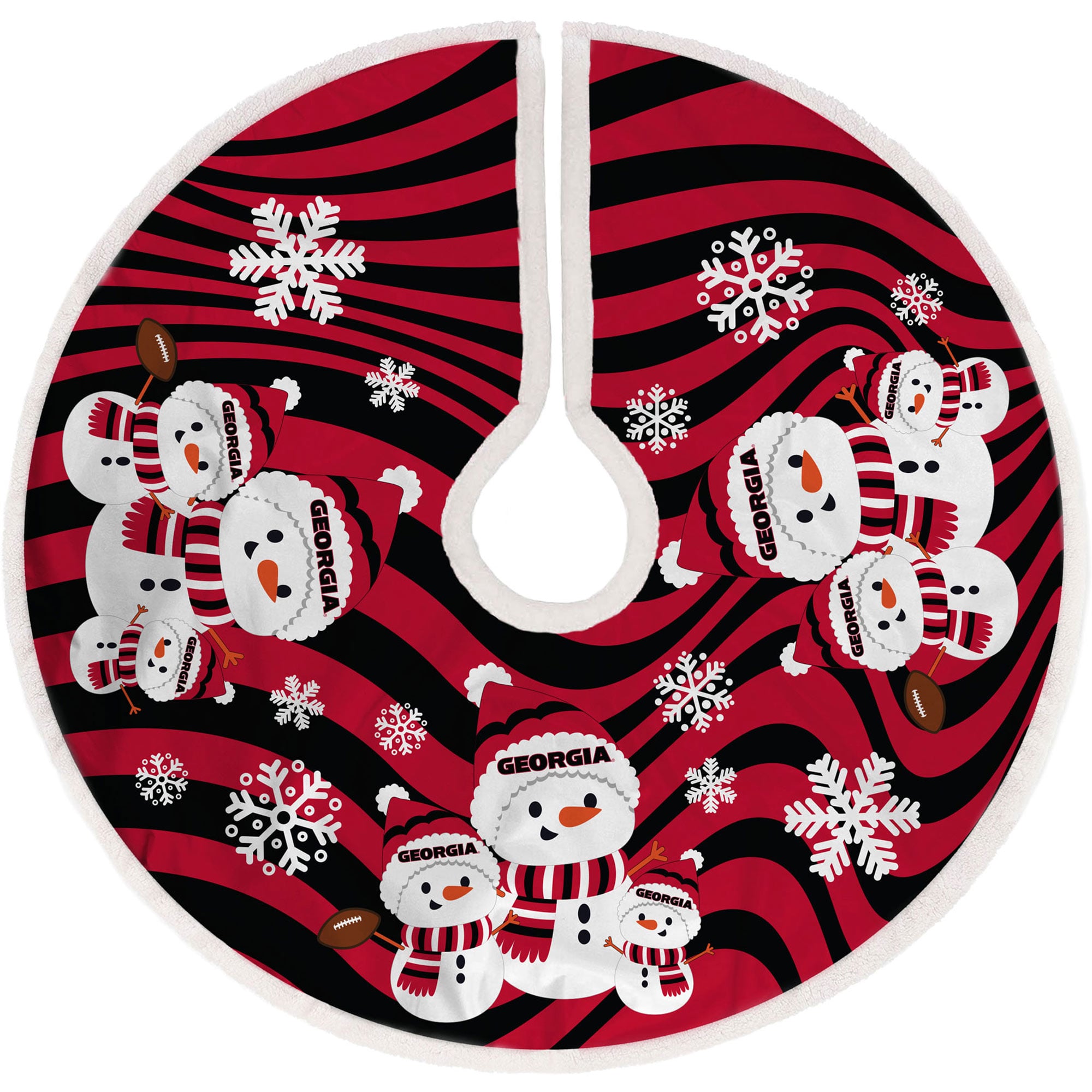 Georgia Bulldogs Snowman Sherpa Christmas Tree Skirt