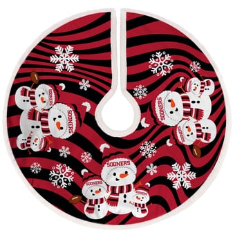 Oklahoma Sooners Snowman Sherpa Christmas Tree Skirt