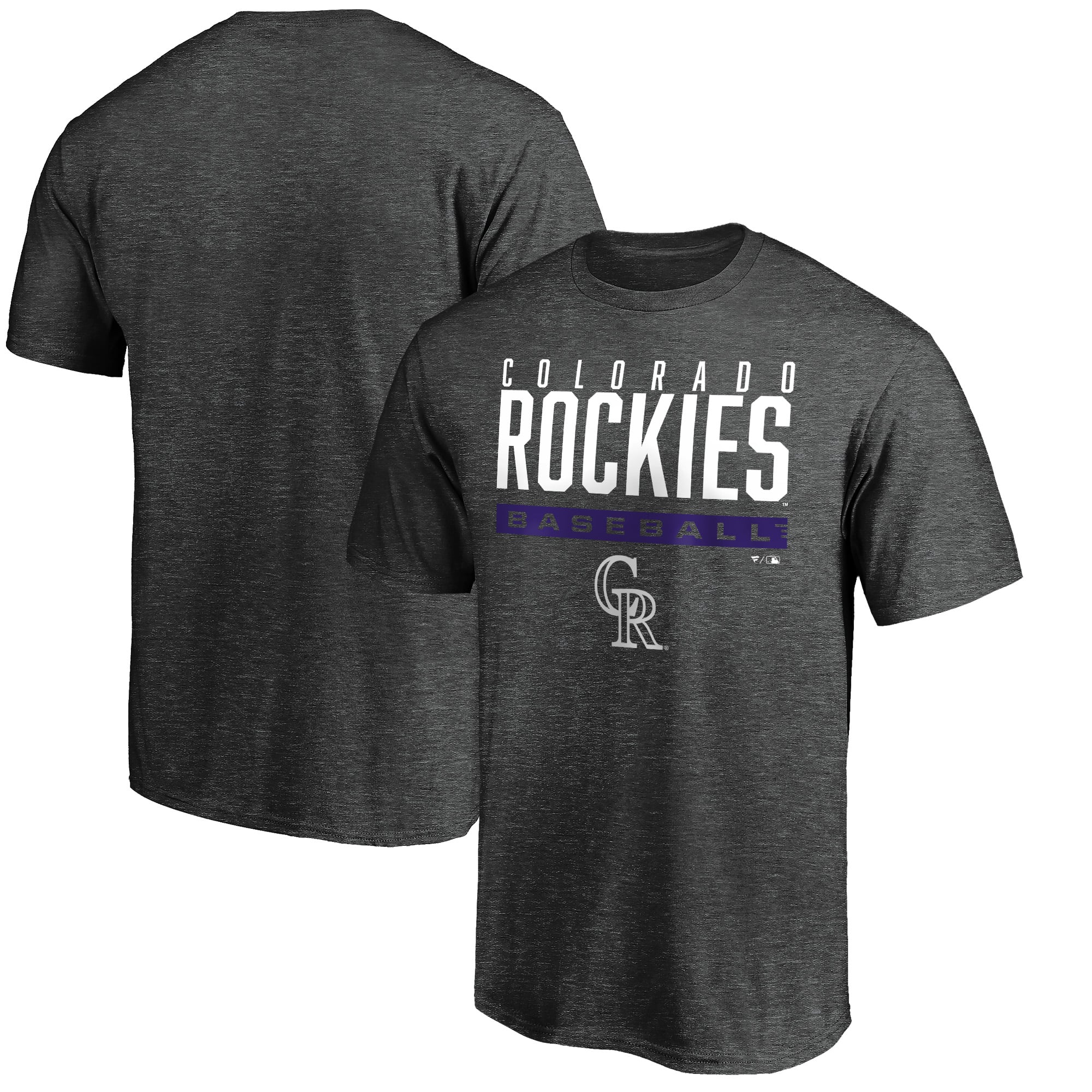 Men's Charcoal Colorado Rockies Win Stripe Logo T-Shirt