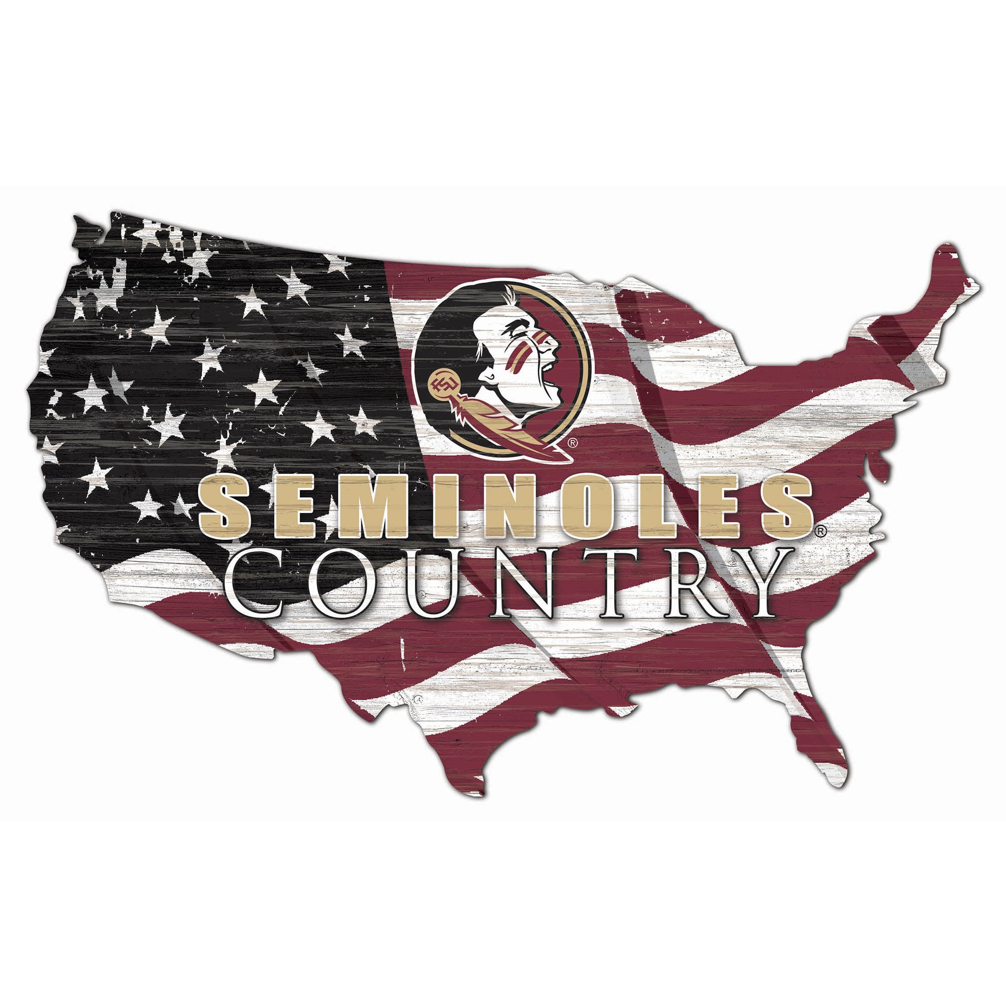 Florida State Seminoles USA Flag Cutout Sign