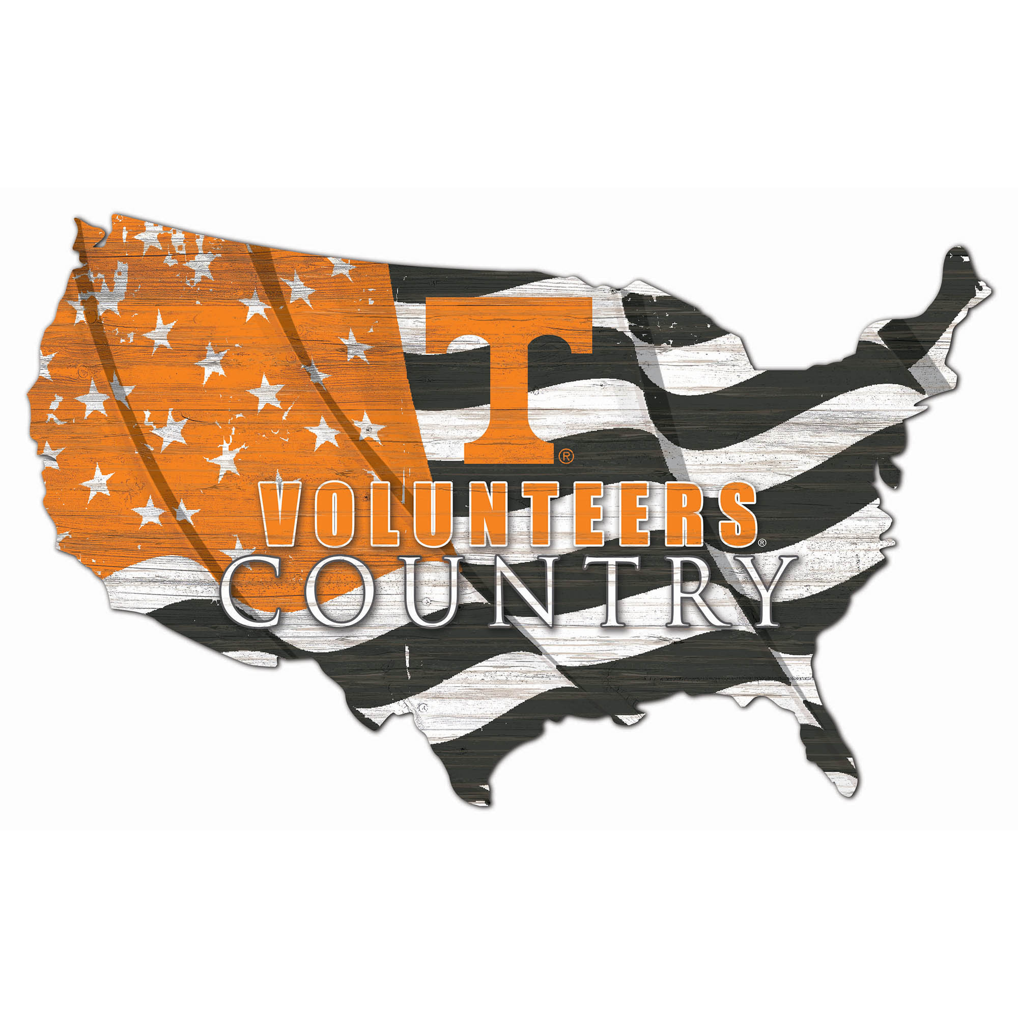 Tennessee Volunteers USA Flag Cutout Sign